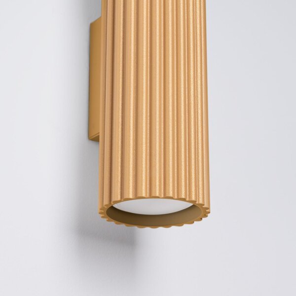 Applique murale Up Down H : 20 cm en or GU10 2 flammes aluminium