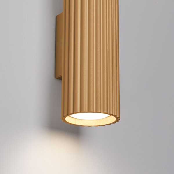 Applique murale Up Down H : 20 cm en or GU10 2 flammes aluminium