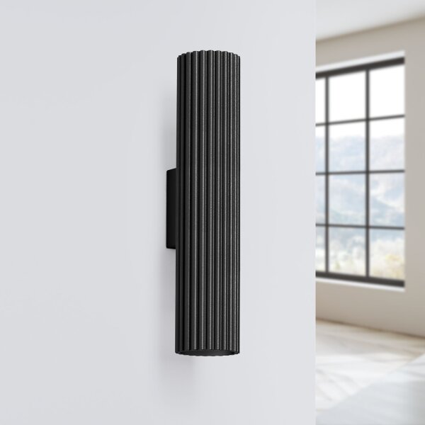 Wandleuchte Schwarz H: 30 cm GU10 2-flammig Aluminium Up Down