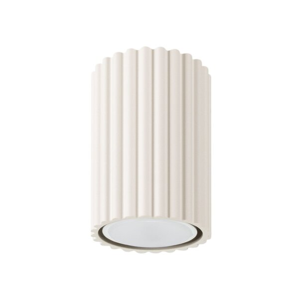 Spot GU10 H: 10 cm Ø 6,5 cm klein Aufputz Aluminium in Creme