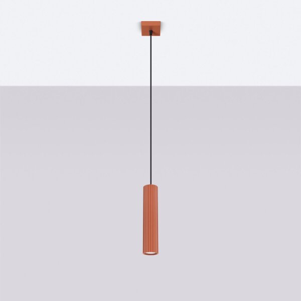Lampe à suspendre rouge étroite Ø 8 cm H : max. 118 cm GU10