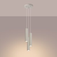 Moderne Hängelampe in Creme 3-flammig GU10 schmal...