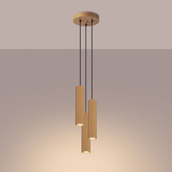 Lampe à suspendre 3 flammes GU10 aluminium L : 19,5 cm en or