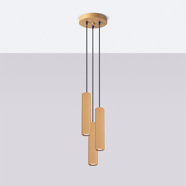 Lampe à suspendre 3 flammes GU10 aluminium L : 19,5 cm en or