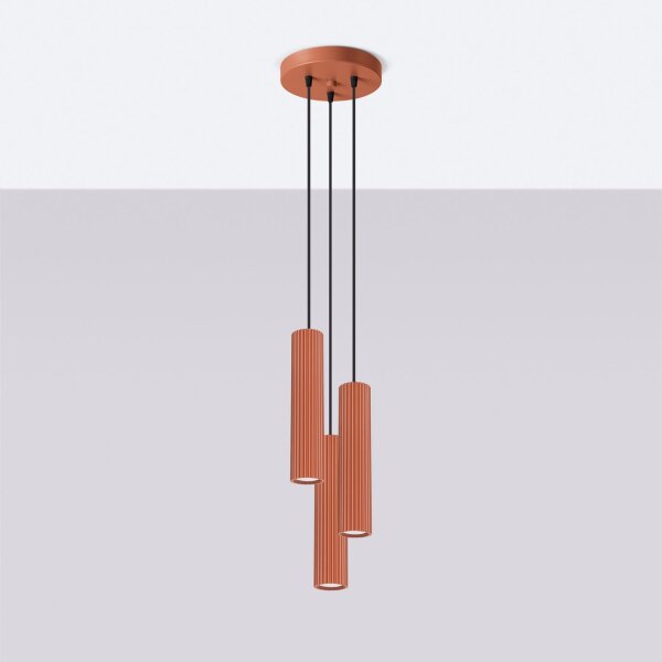 Pendelleuchte 3-flammig GU10 Rot aus Aluminium B: 19,5 cm