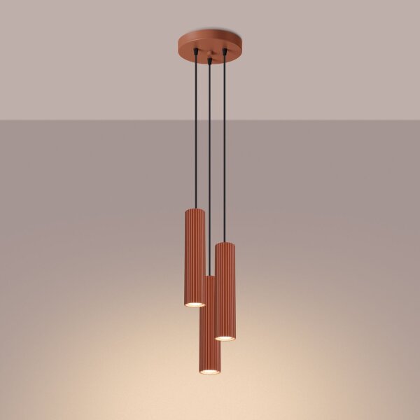 Pendelleuchte 3-flammig GU10 Rot aus Aluminium B: 19,5 cm