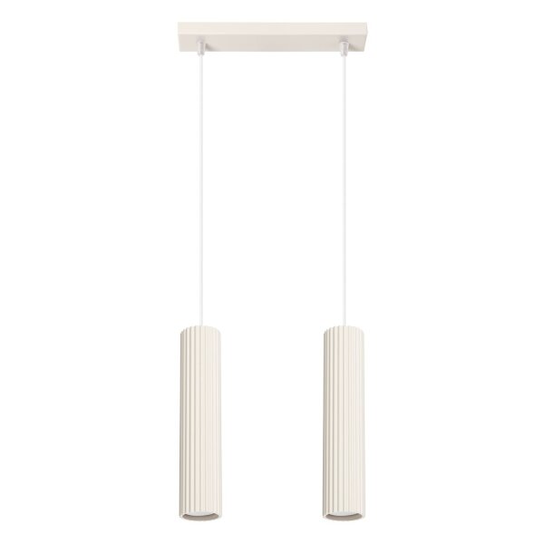 Hängelampe 2-flammig GU10 B: 30 cm schmal in Creme Modern