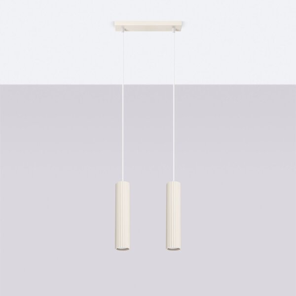 Hängelampe 2-flammig GU10 B: 30 cm schmal in Creme Modern