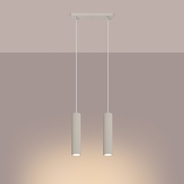 Hängelampe 2-flammig GU10 B: 30 cm schmal in Creme Modern