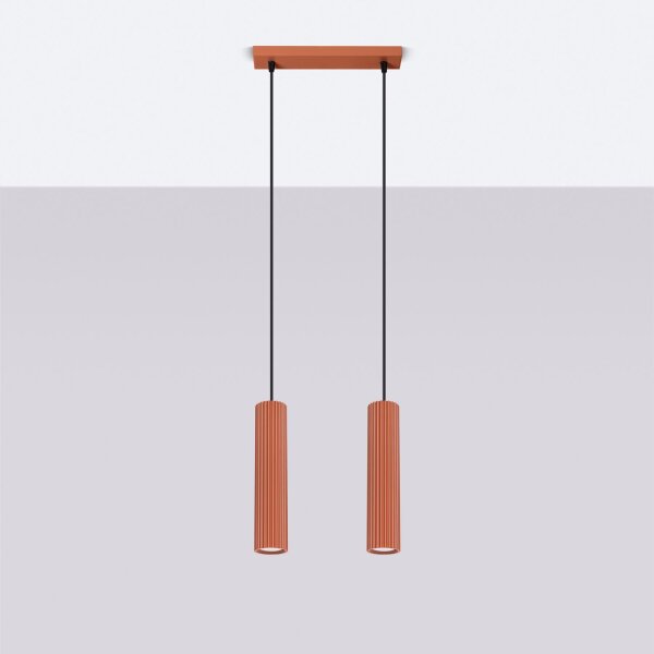 Lampe à suspendre rouge à 2 flammes L : 30 cm étroit H : max. 90 cm GU10