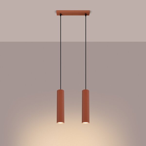 Lampe à suspendre rouge à 2 flammes L : 30 cm étroit H : max. 90 cm GU10
