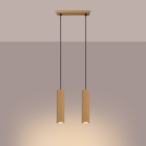 Pendelleuchte GU10 2-flammig aus Aluminium B: 30 cm in Gold