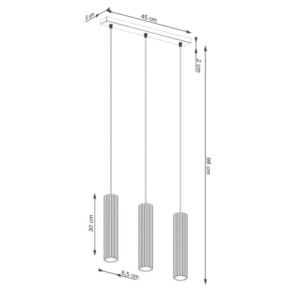 Hängelampe GU10 3-flammig Creme Alu 45 cm verstellbar