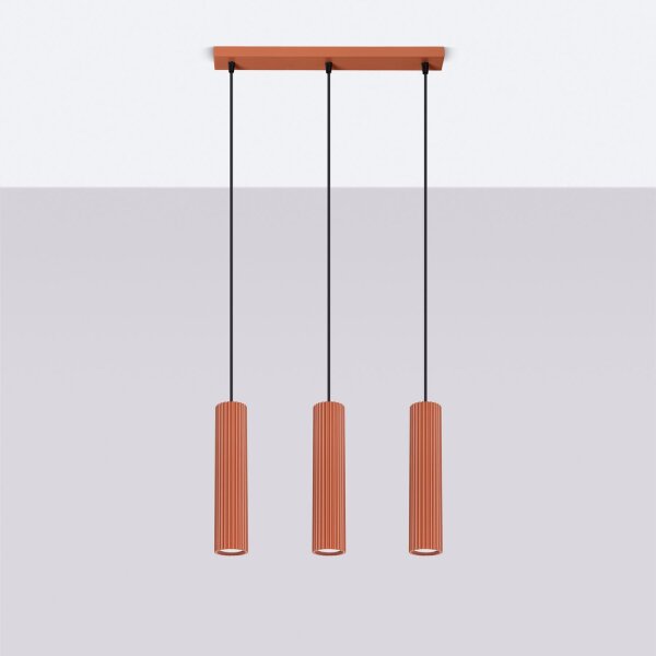 Hängeleuchte Modern GU10 3-flammig B: 45 cm Aluminium in Rot