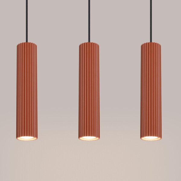 Hängeleuchte Modern GU10 3-flammig B: 45 cm Aluminium in Rot