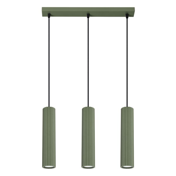 Lampe à suspendre en métal à 3 flammes GU10 L : 45 cm en vert Moderne