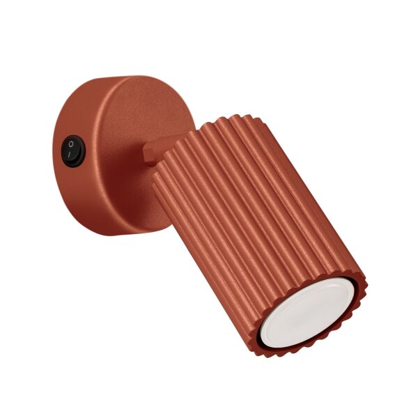 Wandleuchte mit Schalter Rot GU10 B:8 cm Alu schwenkbar