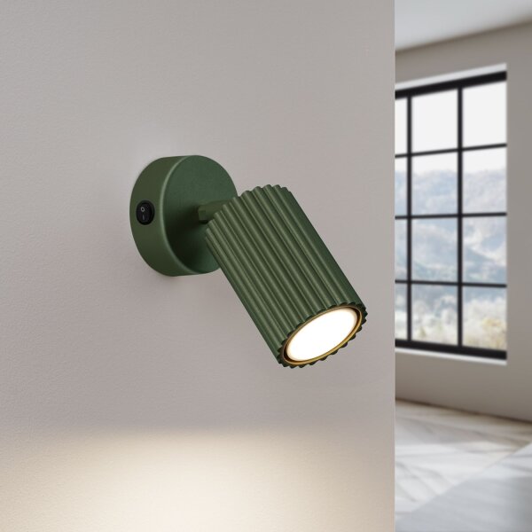 Wandspot Modern GU10 B: 8 cm klein schwenkbar Grün Aluminium