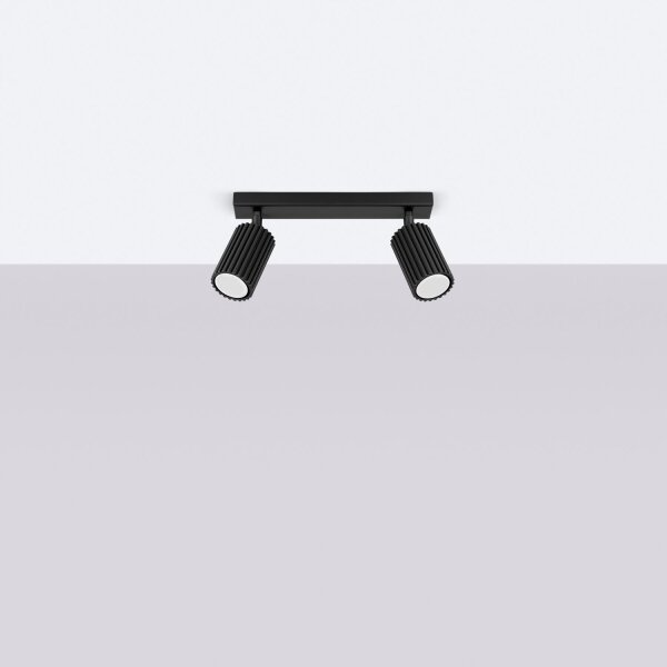 Deckenstrahler Modern B: 30 cm klein 2-flammig GU10 Schwarz