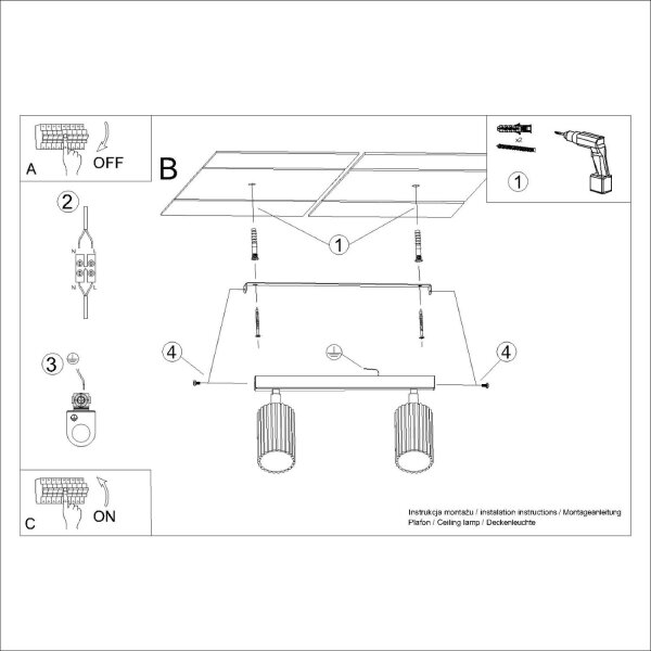 Deckenstrahler Weiß beweglich GU10 2 flammig L:30 cm