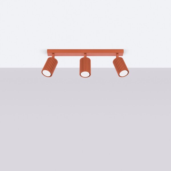 Deckenstrahler GU10 3-flammig Rot L:45 cm verstellbar