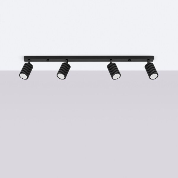 Plafonnier noir 4-flamme GU10 81 cm long Moderne