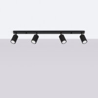 Plafonnier noir 4-flamme GU10 81 cm long Moderne