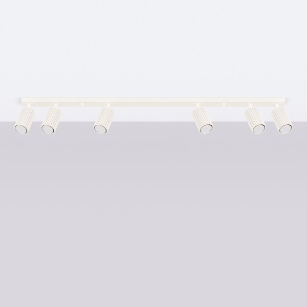 Spot de plafond moderne 6 flammes GU10 117 cm de long en crème