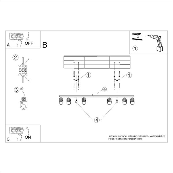 GU10 Deckenspot schwenkbar Gold 117 cm länglich Alu