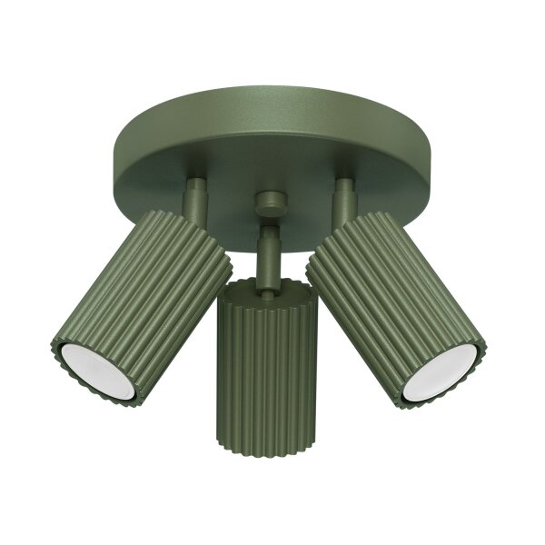 Deckenstrahler Modern rund Ø 19,5 cm klein Grün 3x GU10
