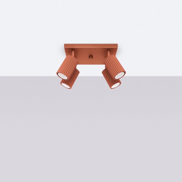 Projecteur de plafond GU10 4 flammes L : 25 cm petit carré rouge