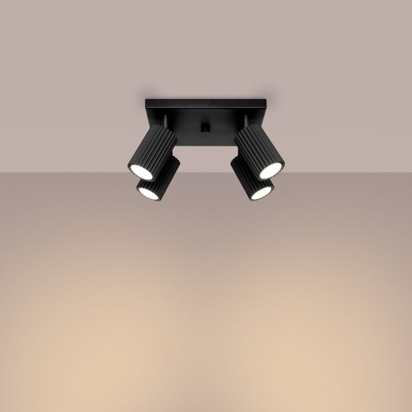 Deckenlampe Schwarz B: 25 cm klein schwenkbar 4-flammig GU10