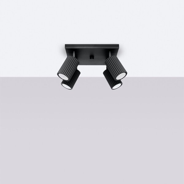Deckenlampe Schwarz B: 25 cm klein schwenkbar 4-flammig GU10