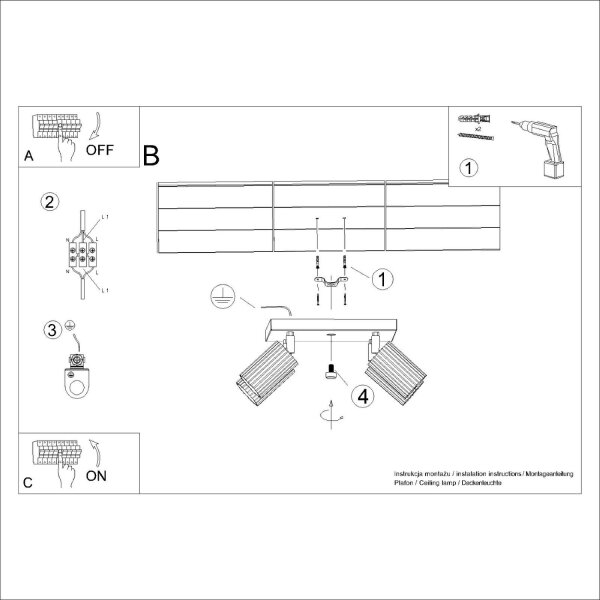 Deckenstrahler Aluminium GU10 Weiß B:25 cm flexibel