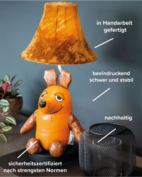 Lampe de table Sendung mit der Maus 52 cm vegan cuir synthétique LED
