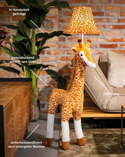Lampe pour enfants Girafe 126 cm brun beige blanc vegan LED