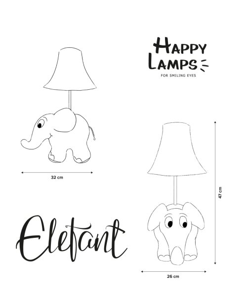 Lampe de table LED Sendung mit der Maus Elefant 47 cm vegan