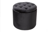 Pouf mit Stauraum Schwarz Samt Metall &Oslash; 50 cm Chesterfield