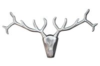 Wanddeko Geweih Hirsch aus Metall 98 cm breit in Silber