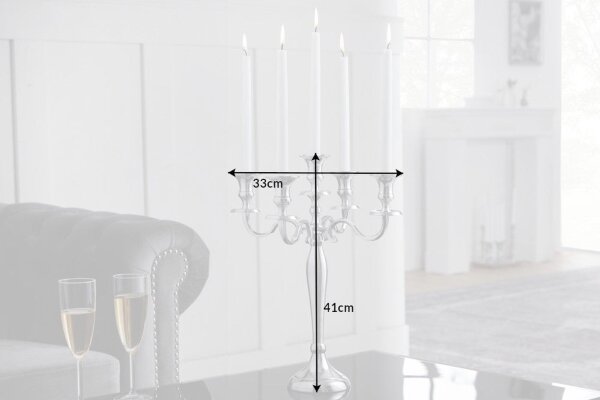 Bougeoir pour bougies à 5 branches en argent 40 cm de haut