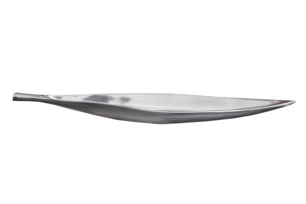 Coupe décorative en métal design feuille 60 cm de long en argent