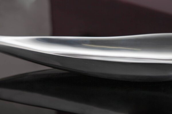 Coupe décorative en métal design feuille 60 cm de long en argent