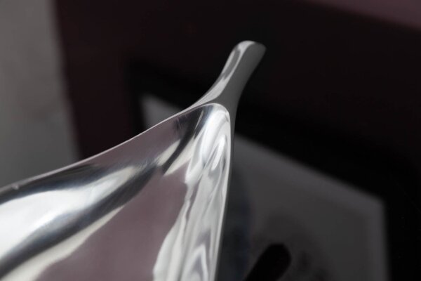 Coupe décorative en métal design feuille 60 cm de long en argent