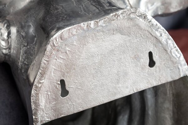Wanddeko Stierkopf Metall in Silber B: 65 cm Jagdtrophäe