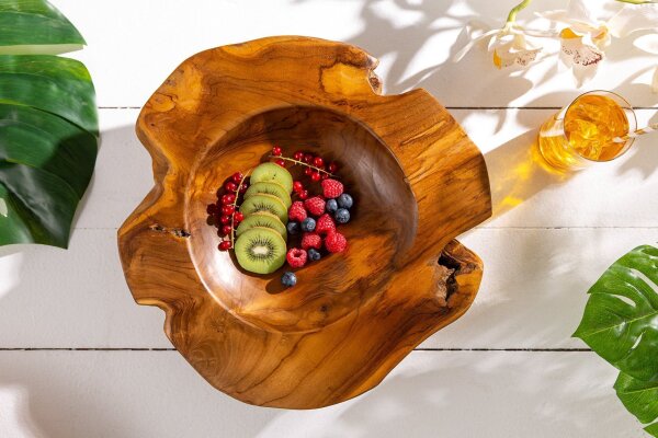 Coupe décorative en teck faite à la main L : 40 cm Pièce unique
