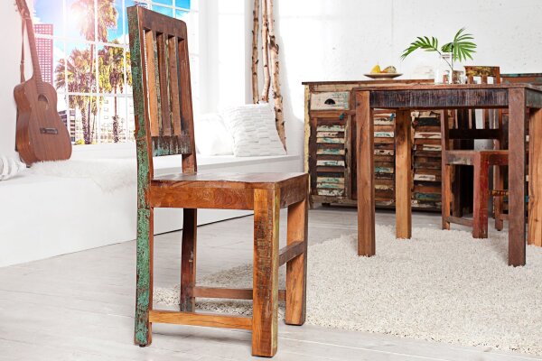 Chaise de salle à manger en bois multicolore Unikat Handarbeit BLANCA
