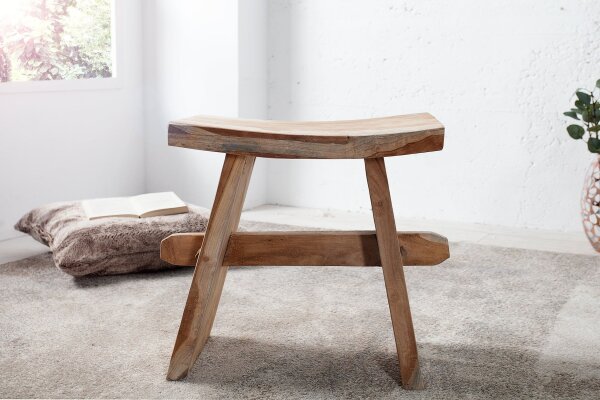 Pouf en teck massif L : 40 cm Landhaus Rustikal