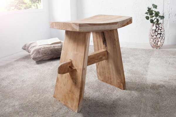 Pouf en teck massif L : 40 cm Landhaus Rustikal
