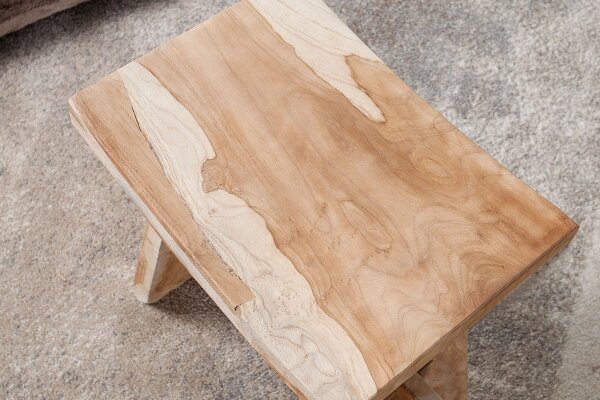 Pouf en teck massif L : 40 cm Landhaus Rustikal