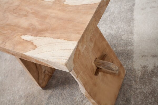 Pouf en teck massif L : 40 cm Landhaus Rustikal